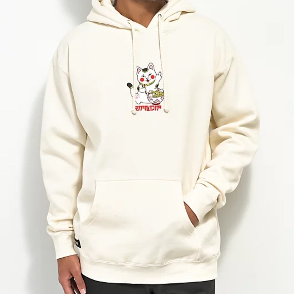 RIPNDIP "Lucky Nermal" Pullover (Cream ) Hooded Sweatshirt NWOT XL